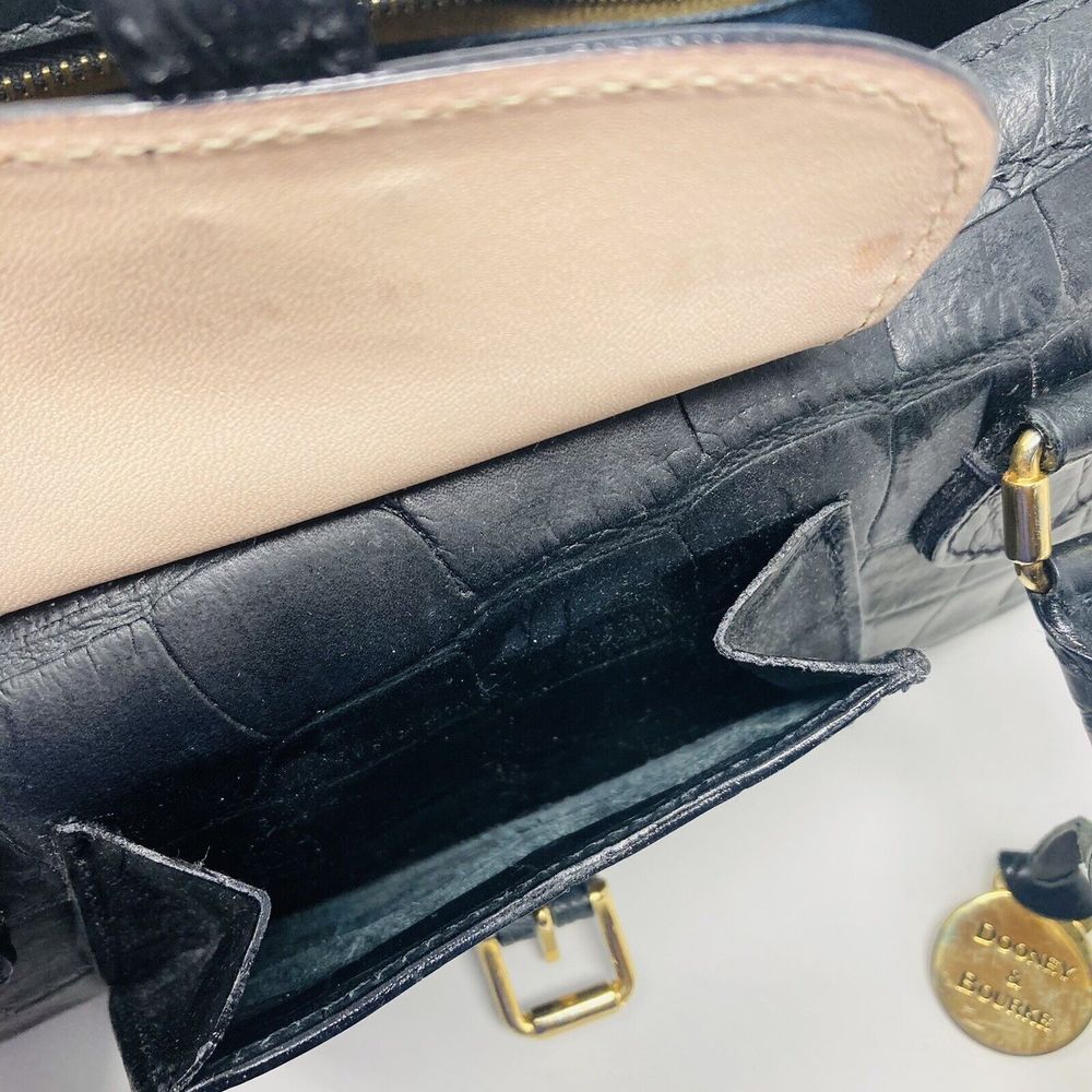 Vintage Dooney & Bourke Made In Italy Croc Leather Black Shoulder Bag Rare EUC - Picture 7 of 11
